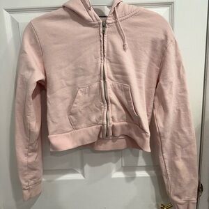 Pink Cropped Hoodie